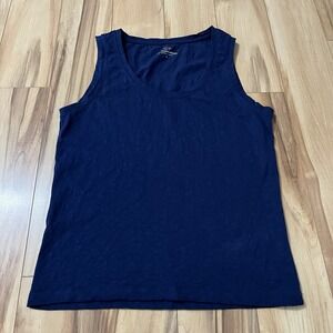 Vineyard Vines Women's Tank Top Sz Large Navy Slub Cotton Scoop Neck Navy